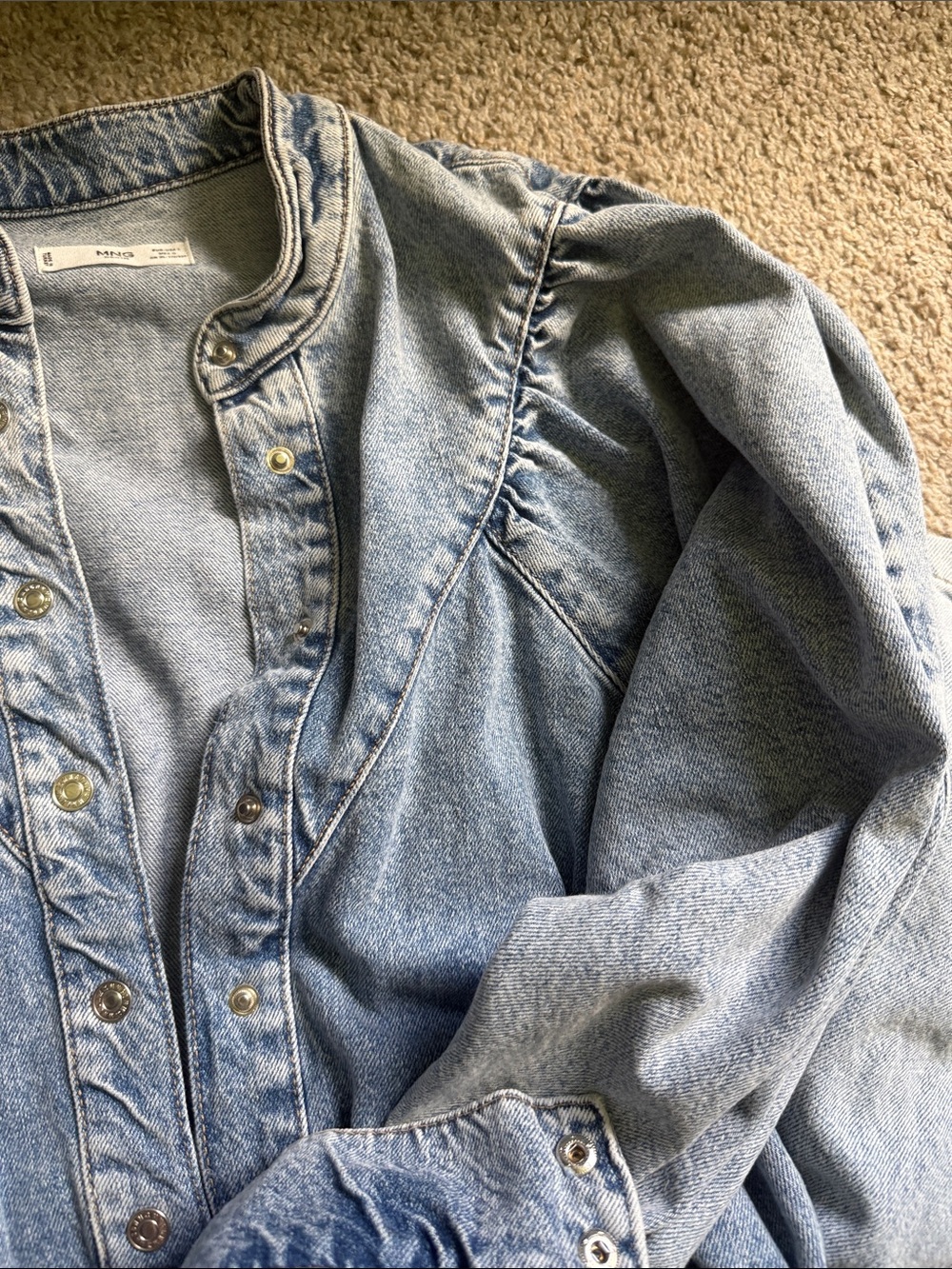 Mango Light Blue Denim Women's Jumpsuit with Tie Belt - Picture 4 of 4